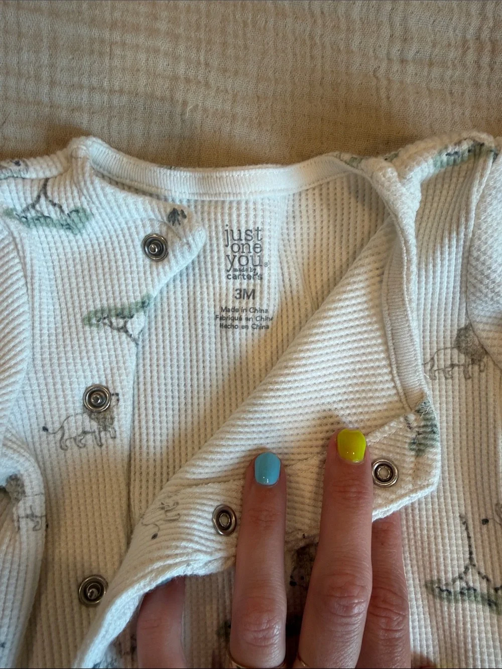 Carter’s White and Teal Baby One-Piece Pajamas Set with Lion and Shark Prints